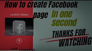 how to create Facebook page in one seconds [upl. by Mullane]