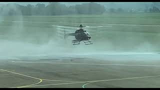 MUST SEE IMPRESSIVE Helicopter Bell 407 downwash Grenchen Airport LSZG [upl. by Ynaffi]