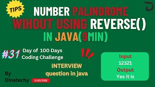 Check the Number is Palindrome or Not in தமிழ்  Java  MNC  DinaTechy coding [upl. by Kial]