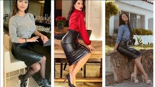 Leather skirts For Office Ladies  trendy leather skirts Designs [upl. by Gaither]