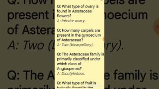 Asteraceae Family important questions botany sunflower family shorts [upl. by Ivey522]