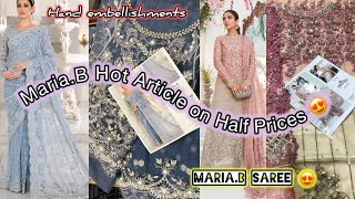 MariaB Formal Hand Embellished Saree and Wedding Collection Dresses on Half Prices 😍💜 SHAZEEN BLOG [upl. by Arodoet]