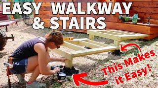 DIY Wooden Walkway with Stairs  Fast Simple Inexpensive [upl. by Schatz250]