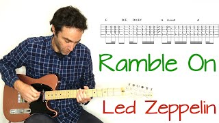 Led Zeppelin  Ramble On  full electric guitar lesson  tutorial  cover with tab [upl. by Akiemahs180]