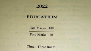 Education 2022 Question paper of HS 2nd year final examination  AHSEC [upl. by Ttirb]