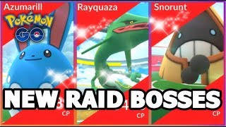 POKEMON GO NEW RAIDS AZUMARILL RAYQUAZA 2x amp SNORUNT  CATCHING RAYQUAZA [upl. by Sac]