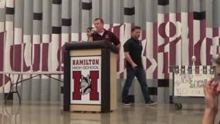 Closing Hamilton Unified Sports Banquet Coach Matt Stone and Michael Gonzales 5 19 17 [upl. by Gresham853]