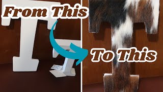 How To Apply Cowhide To An Initial Letter DIYdiy decoration hobbylobby howto [upl. by Nivart741]