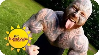 Bodybuilder Jens quotTHE BEASTquot Dalsgaard  SAT1 Frühstücksfernsehen [upl. by Aihsemak]