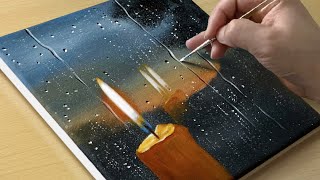 How to Draw a Rainy Night  Acrylic Painting for Beginners  STEP by STEP [upl. by Hnao]