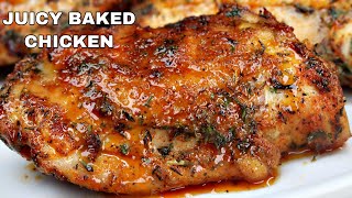 Youll Never Bake Chicken Thighs Any Other Way  Juicy OVEN Baked Chicken [upl. by Dnarud972]