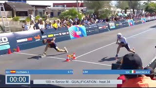 Inline Speed Skating  100m Senior Men Qualification Race  World Skate Games 2024 [upl. by Mel318]