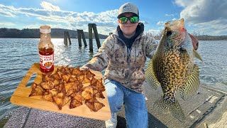 Crappie Fishing Catch N Cook Crappie Wontons [upl. by Berman639]