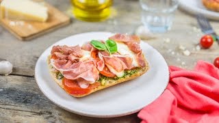 Bruschetta pesto mozza jambon en stopmotion [upl. by Allisirp]