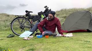 Ultra light weight cooking with an alcohol stove while bike packing  breakfast amp mocha [upl. by Jecoa]