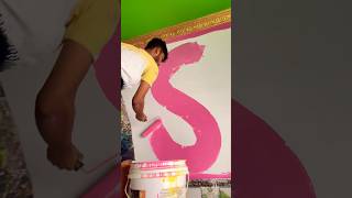 Wall painting pink collor fast kort 🏡wallart love wallartdecor [upl. by Huxley925]