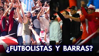 FUTBOLISTAS con LA BARRA BRAVA LOS JUGADORES QUE FUERON A LA TRIBUNA Y AL PARAVALANCHA [upl. by Ahsinej]