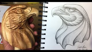 Making a wooden eagle head out of Norwegian birch wood [upl. by Yanttirb]