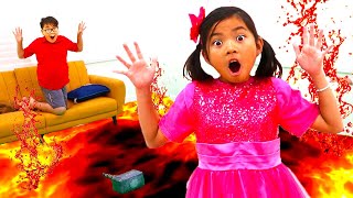 The Floor is Lava Pretend Play with Emma  Fun Kids Video with Toys and Colors [upl. by Goth]