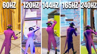 Fortnite 60hz vs 120hz vs 144hz vs 165hz vs 240hz UPDATED [upl. by Etiuqal331]