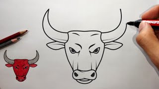 HOW TO DRAW ANGRY BULL  STEP BY STEP  DRAWING A BULL TUTORIAL [upl. by Arim717]