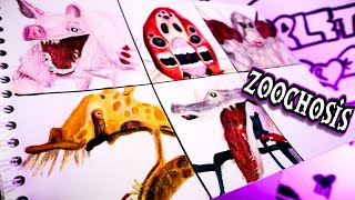 ZOOCHOSIS  COMO DIBUJAR  NEW MUTANT ANIMAL  EASY  ALL Jumpscares amp Monsters  How To Draw [upl. by Merchant]