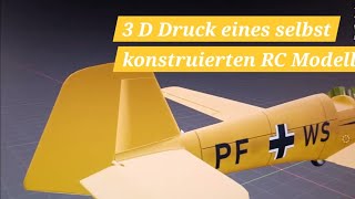 3 D Druck eines semi scale RC Flugmodellseigene KonStruktion mit Blender Bücker Student [upl. by Otrepur]