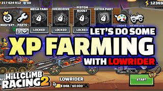 Mastery XP Tutorial for Lowrider  Farming 232 XPmin  Hill Climb Racing 2 [upl. by Annodas16]