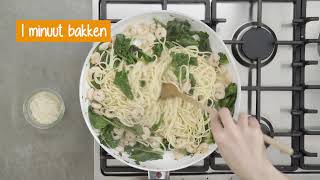 Spaghetti met knoflookgarnalen en spinazie  Recept  Coop [upl. by Zetrom]