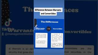 Difference between Warrants and Convertibles [upl. by Pastelki]