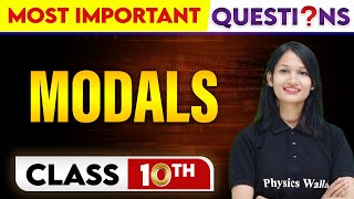 MODALS  Most Important Questions  Class10th [upl. by Avah]