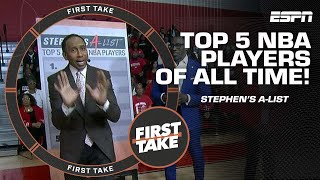 Stephens AList Top 5 NBA players of all time  Reaction to LeBrons Heat comments  First Take [upl. by Washko47]