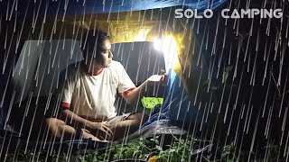 solo camping during heavy rain and storms sleeping in a very comfortable and relaxing tent [upl. by Laehcym]