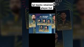 Ipl teams retained players ipl2025 iplauction2024 youtubeshorts india [upl. by Eigram]