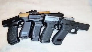 Review 5 airsoft strikerfired pistols to choose Ghk G17 gen5 Umarex G19x Vfc FNS9 P10C TP9 [upl. by Rafaellle]