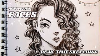 ⭐ How I Draw Faces with NO ERASING 🩷 Sketch with me in Real Time 🌸 Full Drawing Process ✨ [upl. by Doley]