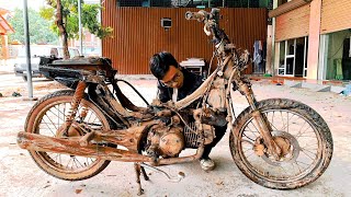 Restoration motorcycle UNDERBONE from the 90s old broken  Restore Engine motorbike broken [upl. by Abert]