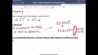 1  SN 67  Complex Conjugates Theorem amp Factoring Review Notes video [upl. by Hayley256]