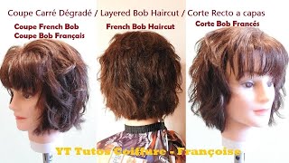 Coupe Carré Court dégradé  French Bob Haircut  Choppy Bob  Layered Bob haircut  Corte corto Bob [upl. by Rehpotsrik661]