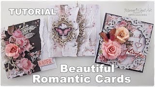 3 Beautiful Romantic Cards Tutorial ♡ Maremis Small Art ♡ [upl. by Jacky]