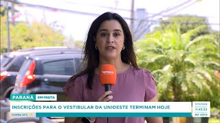 Inscrições para o vestibular da Unioeste terminam hoje [upl. by Squire925]