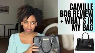 Whats In My Bag MK Camille Satchel Review Talk Fashion to Me  Simply Sylvi [upl. by Atirres]