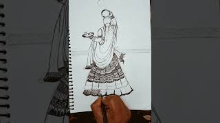 happy karva chauth karva chauth status karva chauth easy sketch Poonam art shorts [upl. by Sorac343]