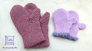 Crochet Easy Cozy Mittens Kids 23 Years Old [upl. by Arded518]