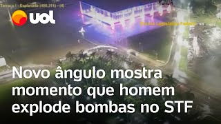 Ataque em Brasília novo ângulo mostra momento em que homem explode bombas em frente ao STF [upl. by Ynehpets]