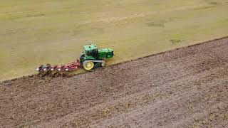 DRONE FOOTAGE  Tracked Tractor working on land  John Deere [upl. by Davena]