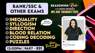 Bank amp SSC  Reasoning Classes 291  Reasoning REELS with Sona Sharma [upl. by Akin903]