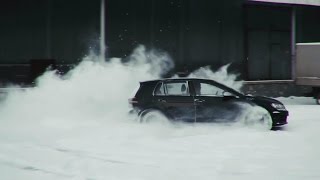 VW Golf R MK7 w Armytrix Exhaust Drift In Snow amp Tunnel Acceleration by VCTuning in Russia [upl. by Enaed829]