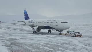 Pushback Of Atlantic Airways Airbus A320 in Faroe Islands FAE [upl. by Lanam]