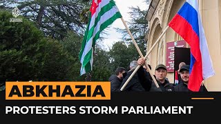 Protesters storm parliament in Abkhazia  AJshorts [upl. by Thurston]